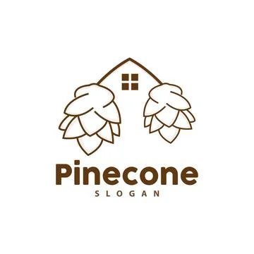 Pine Cone Logo, Elegant Luxury Pine Simple Design, Tree Acorn Icon Vector, .. Illustrazione stock