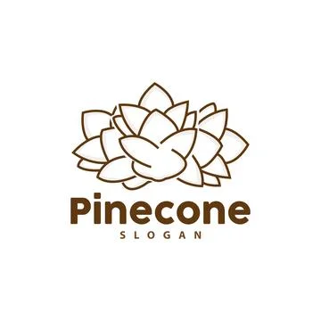 Pine Cone Logo, Elegant Luxury Pine Simple Design, Tree Acorn Icon Vector, .. Stock Illustration