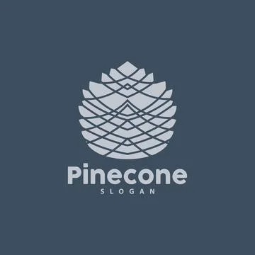 Pine Cone Logo, Elegant Luxury Pine Simple Design, Tree Acorn Icon Vector, .. Illustrazione stock