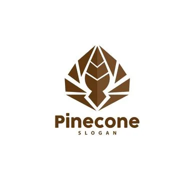 Pine Cone Logo, Elegant Luxury Pine Simple Design, Tree Acorn Icon Vector, .. Illustrazione stock