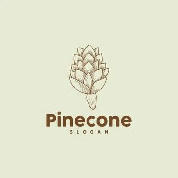 Pine Cone Logo, Elegant Luxury Pine Simple Design, Tree Acorn Icon Vector, .. Illustrazione stock