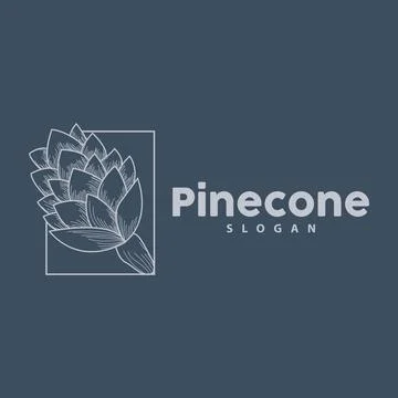 Pine Cone Logo, Elegant Luxury Pine Simple Design, Tree Acorn Icon Vector, .. Illustrazione stock