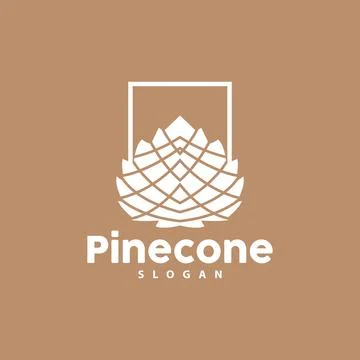 Pine Cone Logo, Elegant Luxury Pine Simple Design, Tree Acorn Icon Vector, .. Illustrazione stock