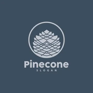 Pine Cone Logo, Elegant Luxury Pine Simple Design, Tree Acorn Icon Vector, .. Illustrazione stock
