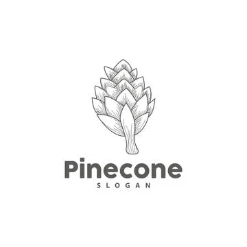 Pine Cone Logo, Elegant Luxury Pine Simple Design, Tree Acorn Icon Vector, .. Illustrazione stock