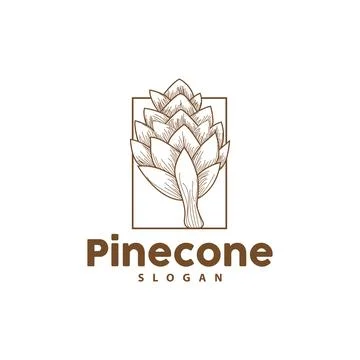 Pine Cone Logo, Elegant Luxury Pine Simple Design, Tree Acorn Icon Vector, .. Stock Illustration