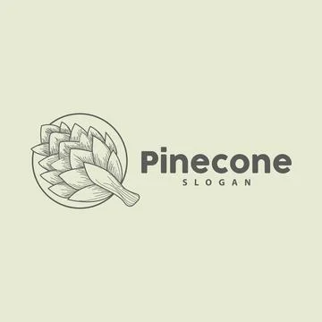 Pine Cone Logo, Elegant Luxury Pine Simple Design, Tree Acorn Icon Vector, .. Illustrazione stock