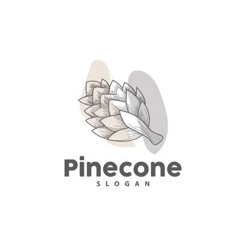 Pine Cone Logo, Elegant Luxury Pine Simple Design, Tree Acorn Icon Vector, .. Illustrazione stock