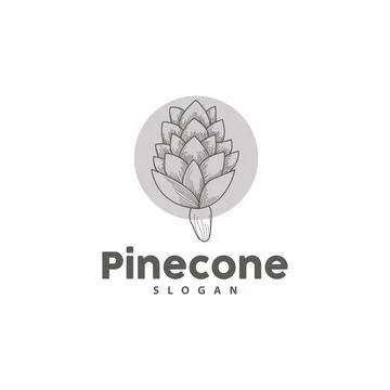 Pine Cone Logo, Elegant Luxury Pine Simple Design, Tree Acorn Icon Vector, .. Illustrazione stock