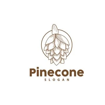 Pine Cone Logo, Elegant Luxury Pine Simple Design, Tree Acorn Icon Vector, .. Illustrazione stock