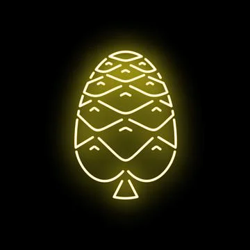 Pine cone neon glowing icon on a black background Illustrazione stock