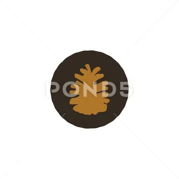 Pine cone patch. Simple nature shape. Retro distressed design. Stock isolated on Stock Illustration