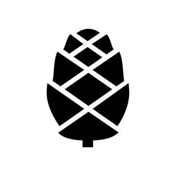 Pine cone single black glyph icon. Nice shape. Vector isolated on white. Stock Illustration