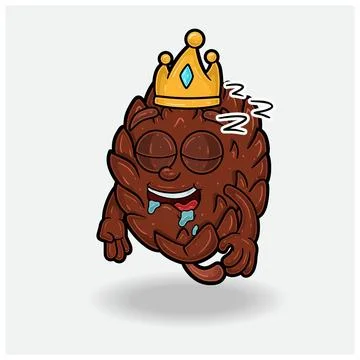 Pine Cone With Sleep expression. Mascot cartoon character for flavor, strai.. Stock Illustration