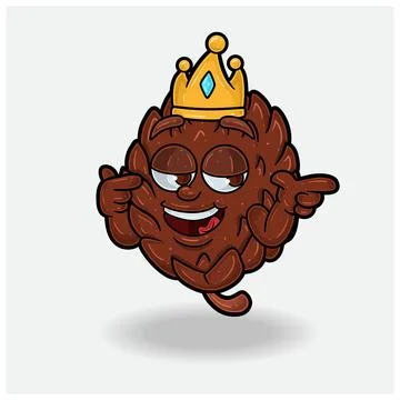 Pine Cone With Smug expression. Mascot cartoon character for flavor, strain.. Stock Illustration