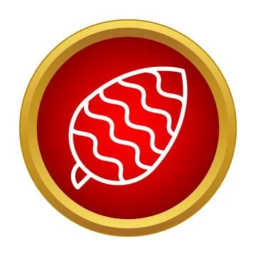 Pine cone symbol icon on red circle background Illustrazione stock