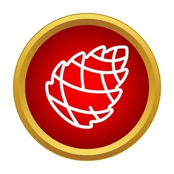 Pine cone symbol icon in a red circle Stock Illustration