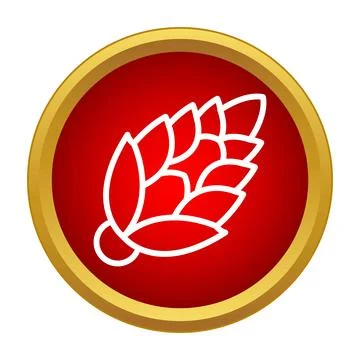 Pine cone symbol inside red circle with golden frame Stock Illustration