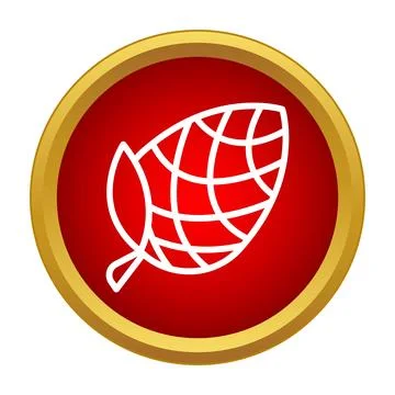 Pine cone symbol in red gold circle Stock Illustration