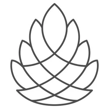 Pine cone thin line icon, New Year concept, Pinecone sign on white background Stock Illustration