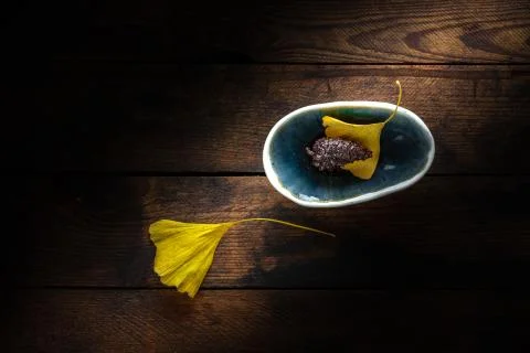 Pine cone in a tiny bowl Stock Photos