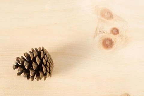 Pine Cone on Wood Stock Photos