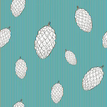 Pine cones hand drawn sketch retro, vintage Seamless Pattern. Vector Illustra Stock Illustration