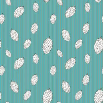 Pine cones hand drawn sketch retro, vintage Seamless Pattern. Vector Illustra Stock Illustration