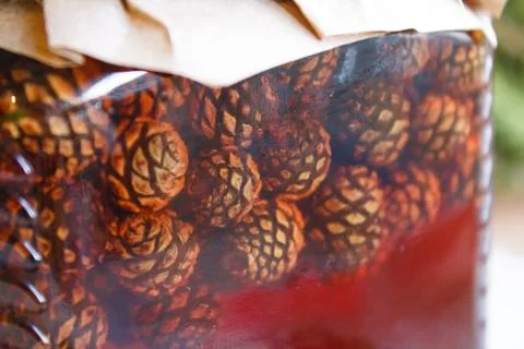 Pine cones jam close-up Stock-Fotos