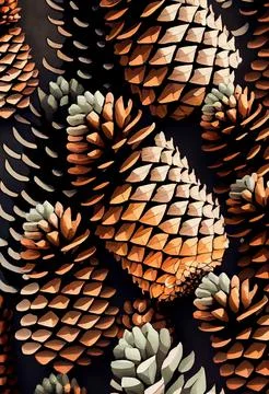 Pine cones painted abstract background. Stock Illustration