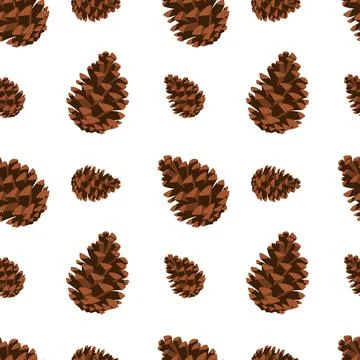 Pine Cones Scattered Seamless Pattern Stock Illustration