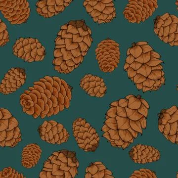 Pine cones seamless background Stock Illustration