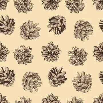 Pine cones seamless pattern design Stock Illustration