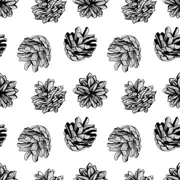 Pine cones seamless pattern design Stock Illustration