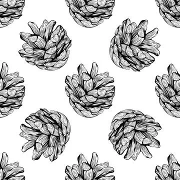 Pine cones seamless pattern design Stock Illustration
