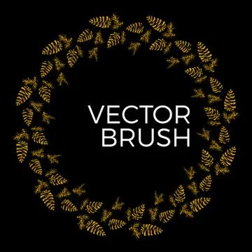 Pine cones vector seamless brush. Christmas Wreath Stock Illustration