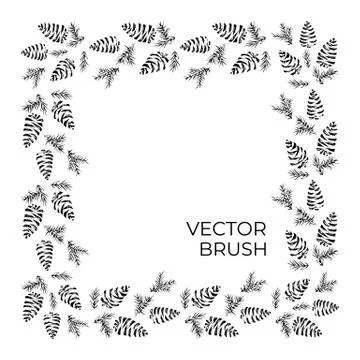 Pine cones vector seamless brush. Christmas vibe Stock Illustration