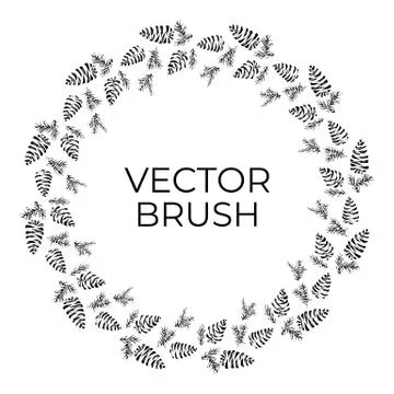Pine cones vector seamless brush. Christmas Wreath Stock Illustration