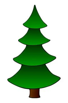 Pine, fir, tree vector green silhouette in flat style, isolated. Clipart, sym 스톡 일러스트