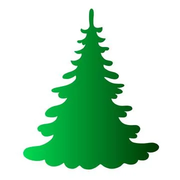 Pine, fir, tree vector green silhouette in flat style, isolated. Clipart, sym 스톡 일러스트