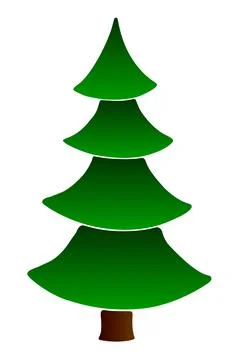 Pine, fir, tree vector green silhouette in flat style, isolated. Clipart, sym 스톡 일러스트