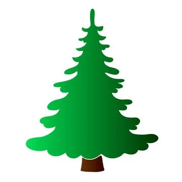 Pine, fir, tree vector green silhouette in flat style, isolated. Clipart, sym Stock Illustration