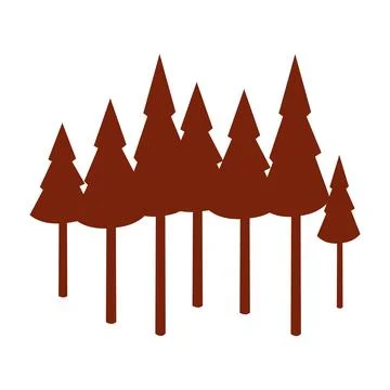 Pine forest icon. Flat style. Silhouette of tree and forest illustration Stock Illustration