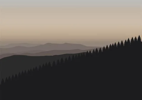 Pine forest landscape vector Stock Illustration