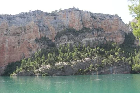Pine Forest on Limestone Cliffs by Cortes de Pallas Reservoir Фото