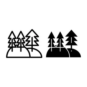 Pine forest line and glyph icon. Pine woods vector illustration isolated on Illustrazione stock