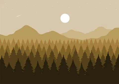 Pine forest in the mountains vector Stock Illustration