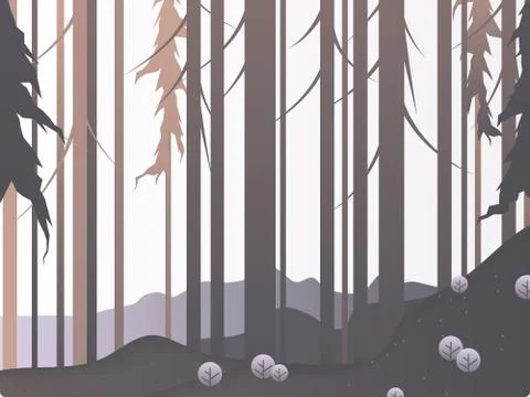 Pine forest scenery landscape, brown tone Stock Illustration