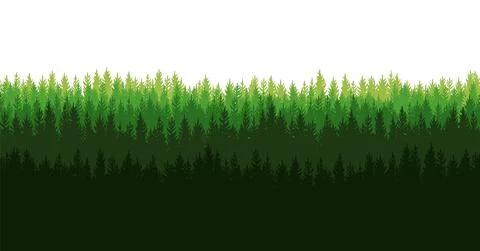 Pine forest. Silhouettes of coniferous trees. Wild landscape horizontally. Ni Stock Illustration