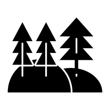 Pine forest solid icon. Pine woods vector illustration isolated on white. Trees Stock Illustration